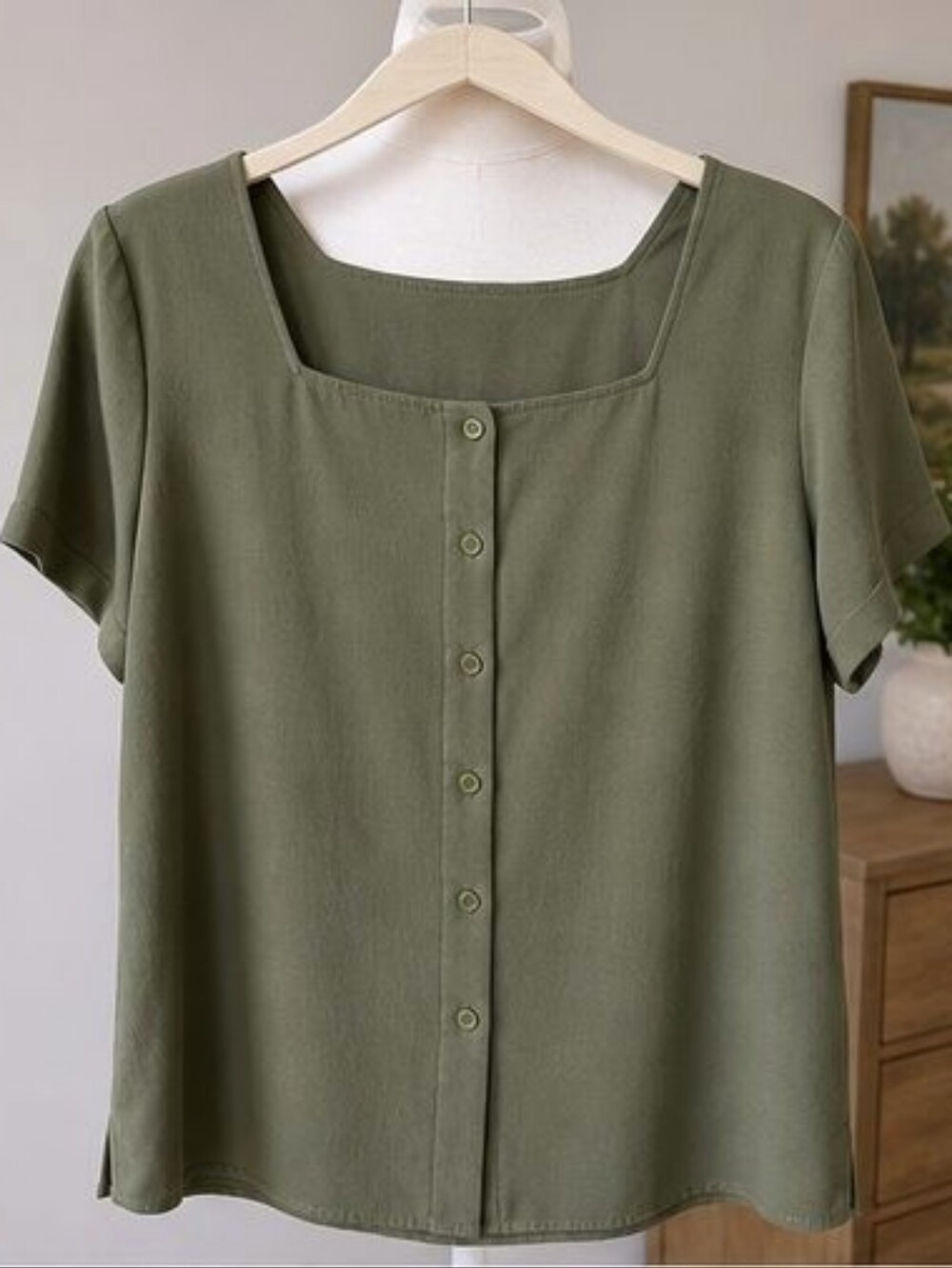 Olive Smocked Top